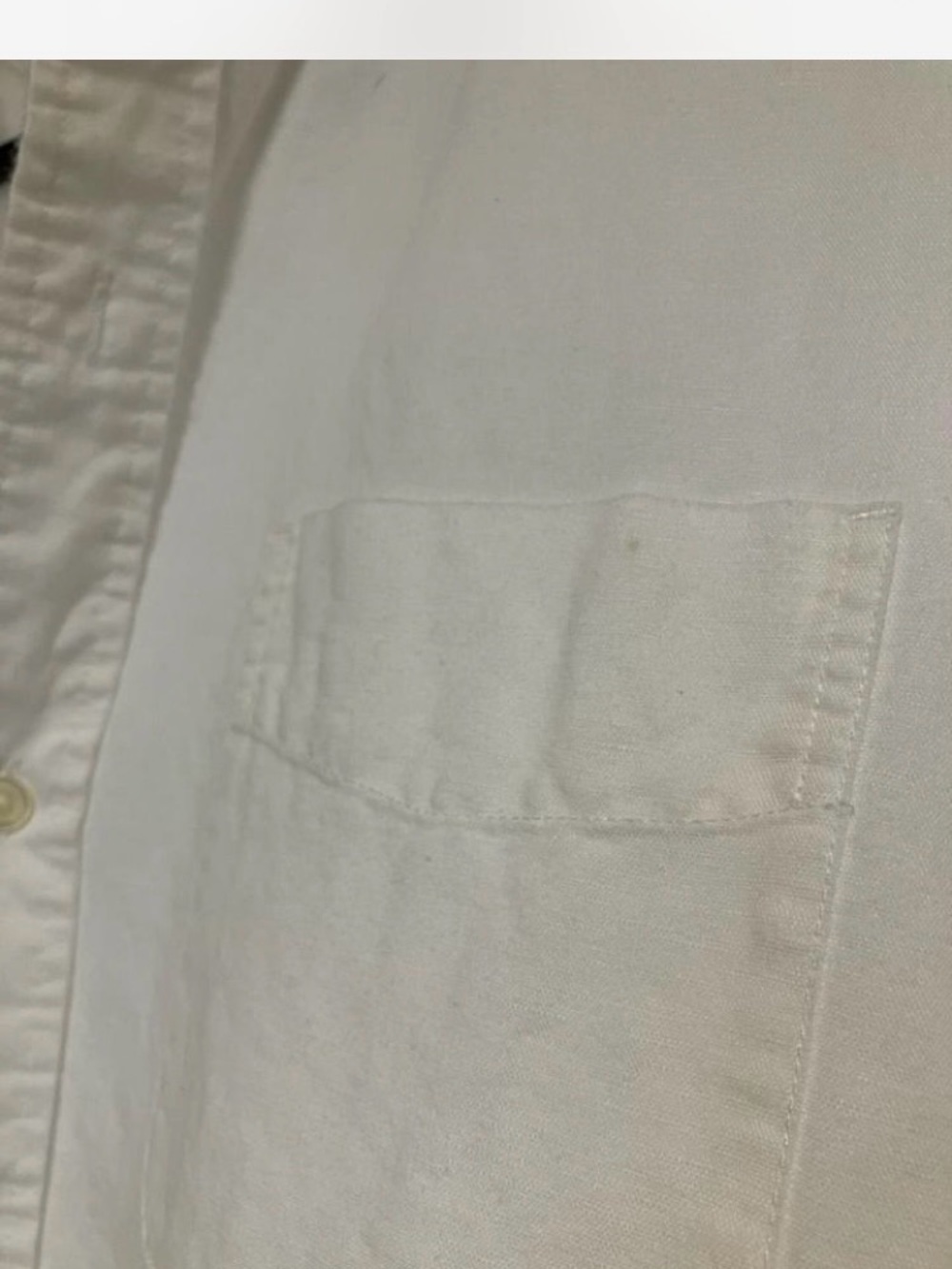 Eddie Bauer Linen Blend White Band-Collar Button-Down Shirt Coastal Size 3XL - Picture 8 of 8